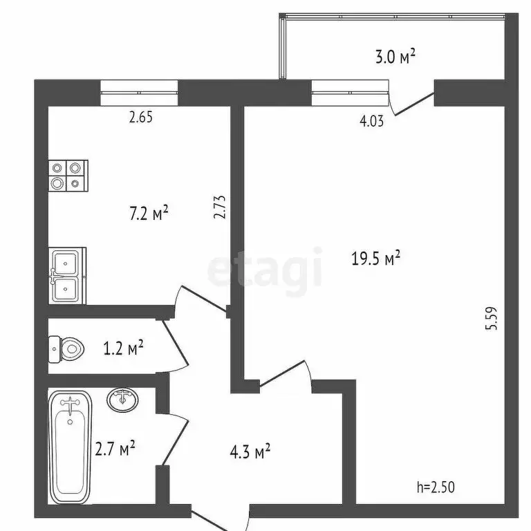 1-комнатная квартира: Евпатория, проспект Победы, 62 (37 м) - Фото 1
