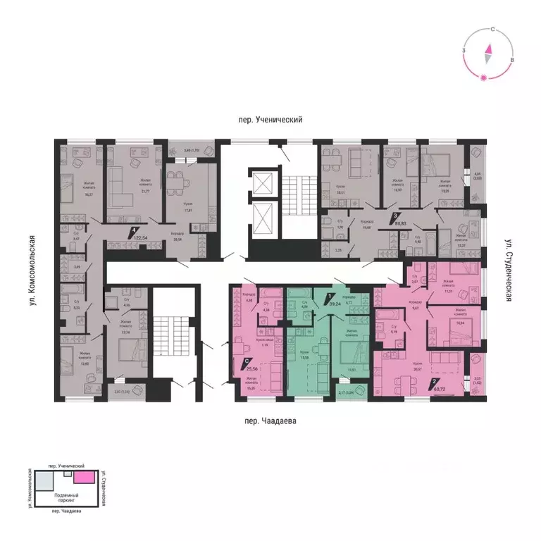 3-к кв. Свердловская область, Екатеринбург пер. Ученический, 4 (80.83 ... - Фото 2