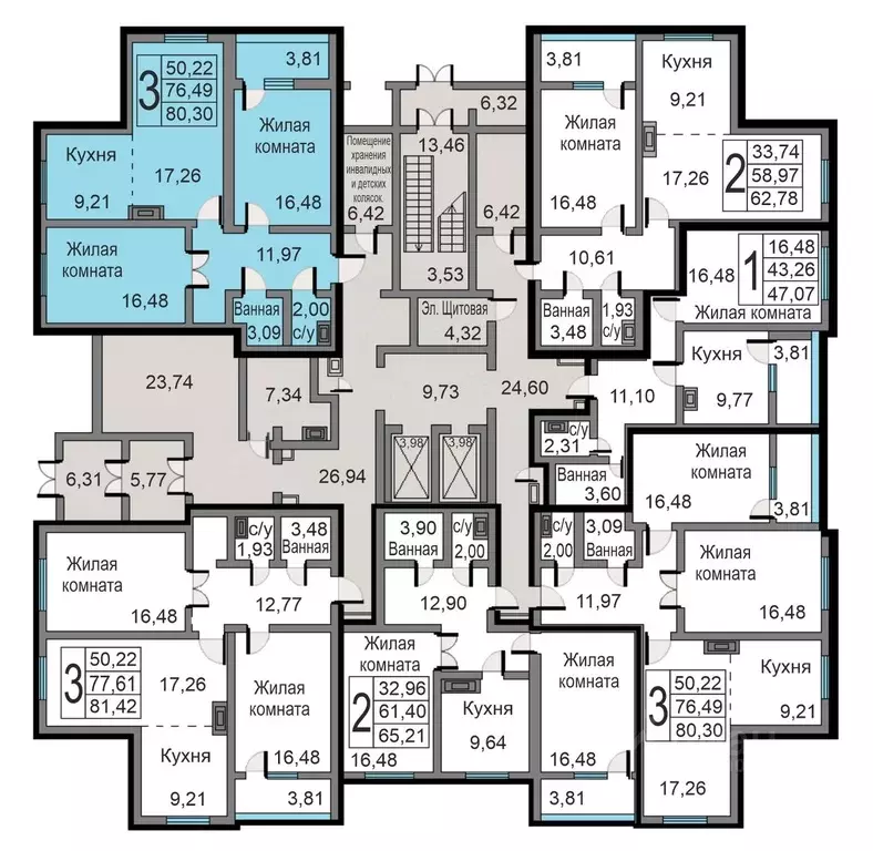 3-к кв. Калужская область, Калуга ул. Минская, 23к1 (80.3 м) - Фото 1