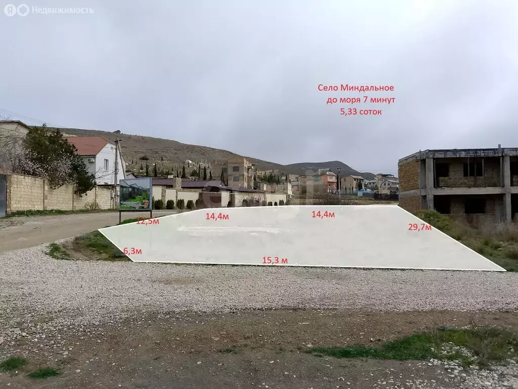 Участок в Республика Крым, муниципальный округ Судак, село Миндальное ... - Фото 2