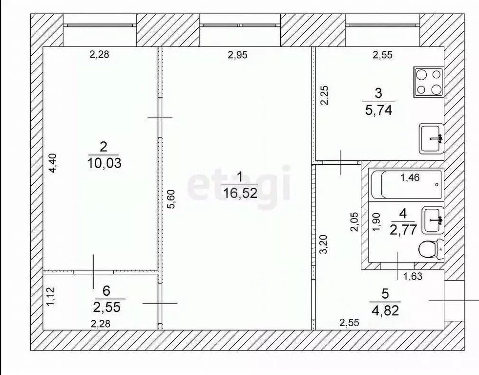 2-к кв. Ульяновская область, Ульяновск ул. Ефремова, 13 (42.4 м) - Фото 1