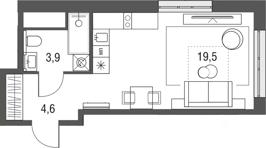 Студия Москва Тагильская ул., 2к1 (28.1 м) - Фото 0