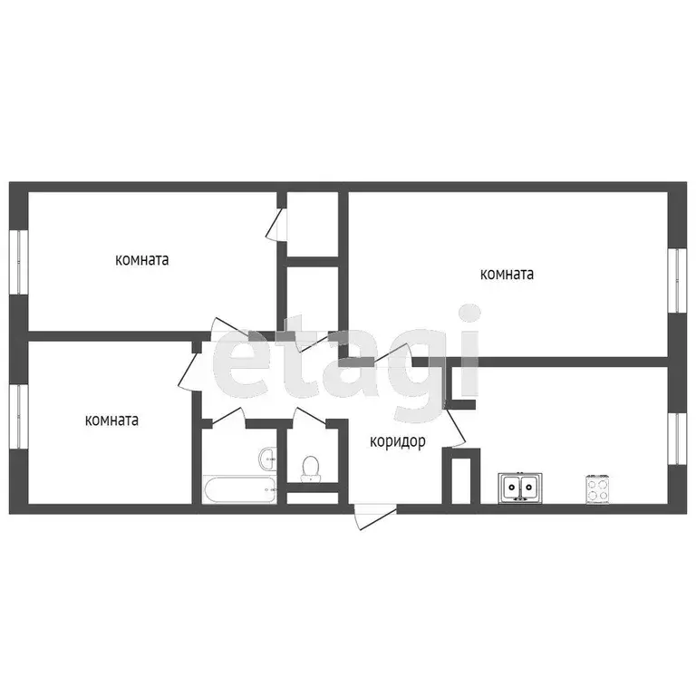 Квартира, 3 комнаты, 69.8 м - Фото 0