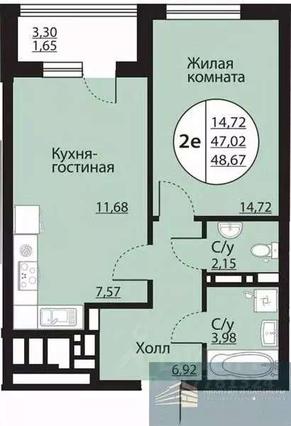 1-к кв. Воронежская область, Воронеж Московский просп., 138 (48.7 м) - Фото 0
