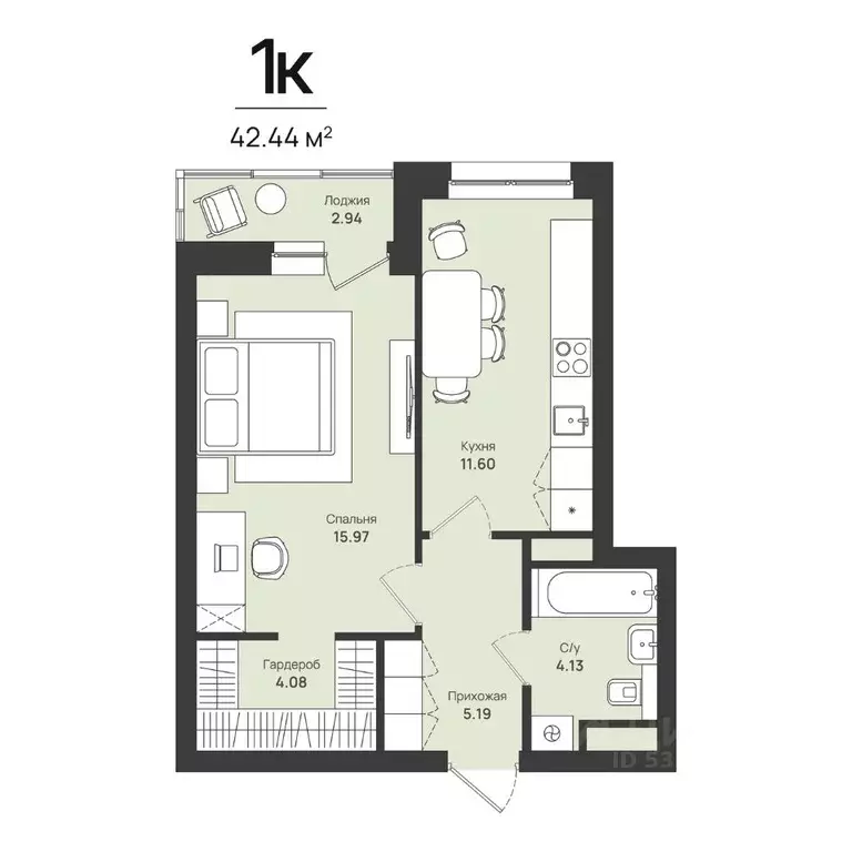 1-к кв. Пермский край, Пермь Уинская ул., 54 (42.44 м) - Фото 0