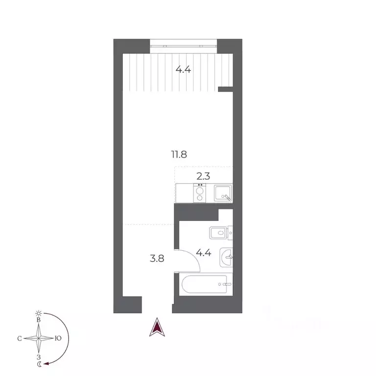 Студия Новосибирская область, Новосибирск Оскар жилой комплекс (26.7 ... - Фото 1