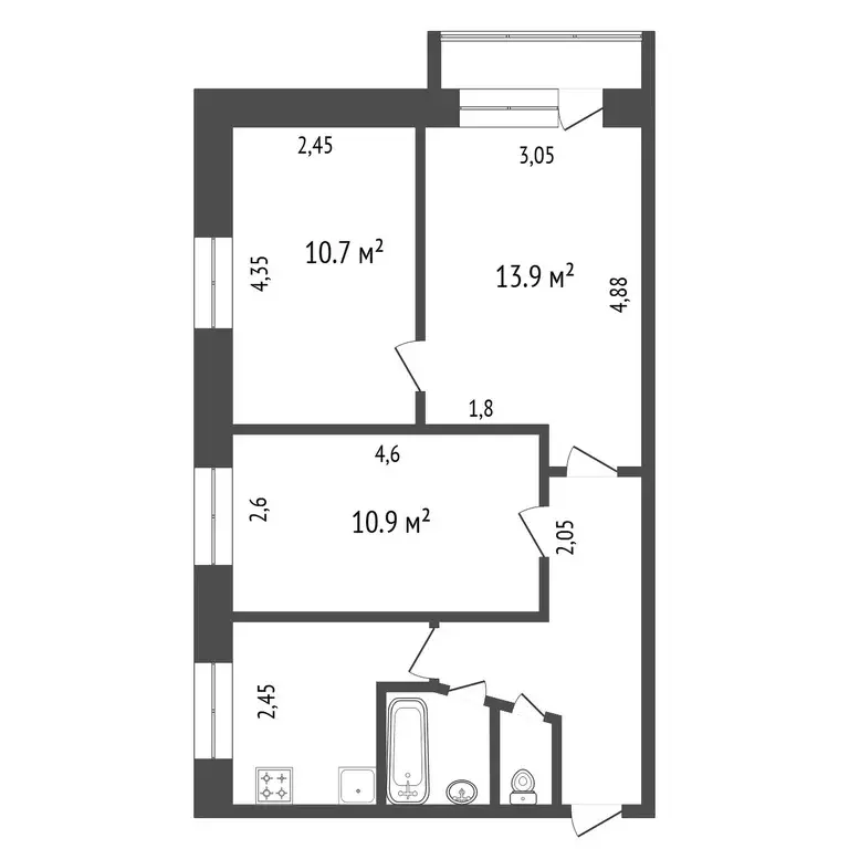 Продаётся 3-к квартира, 50.7 м - Фото 1