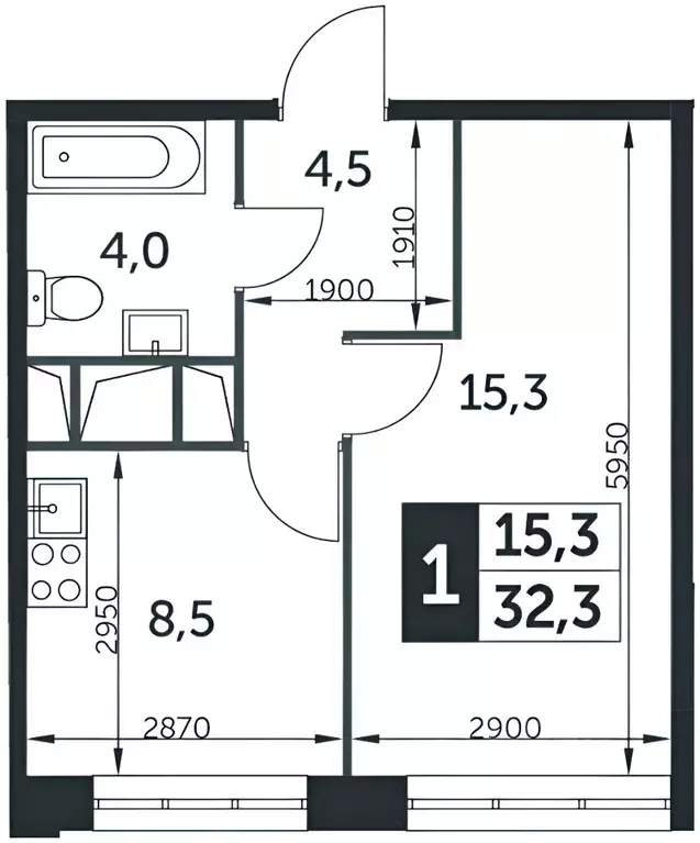 1-к кв. Московская область, Мытищи городской округ, пос. Нагорное ... - Фото 2