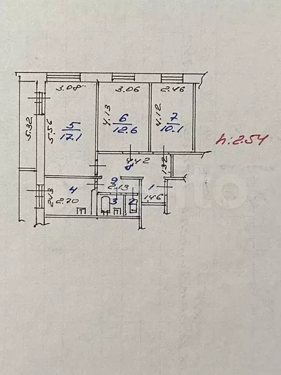 3-к. квартира, 64,5 м, 7/12 эт. - Фото 0