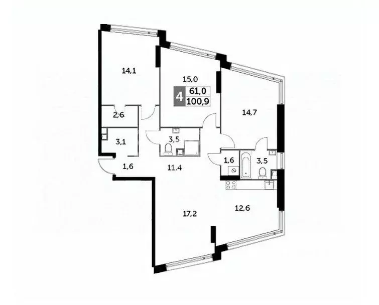 3-к кв. Москва Варшавское ш., 37Ак2 (100.9 м) - Фото 1