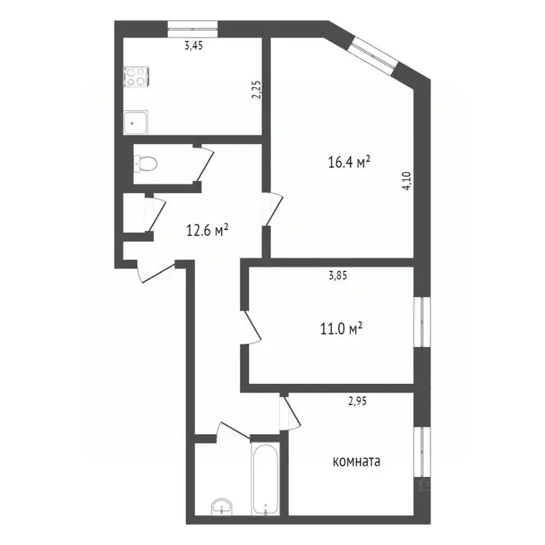 3-к кв. Ямало-Ненецкий АО, Новый Уренгой Молодежная ул., 9А (63.1 м) - Фото 2