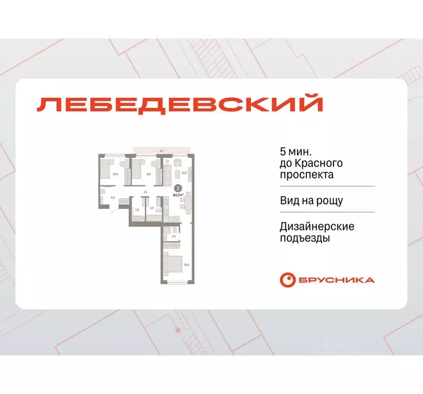 3-к кв. Новосибирская область, Новосибирск Лебедевский кв-л, 1/4 (84.9 ... - Фото 1