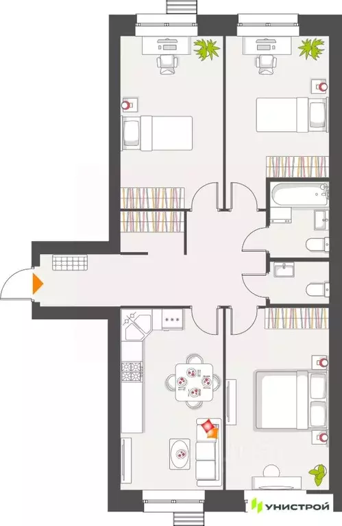 3-к кв. Татарстан, с. Высокая Гора Атмосфера жилой комплекс (81.69 м) - Фото 1