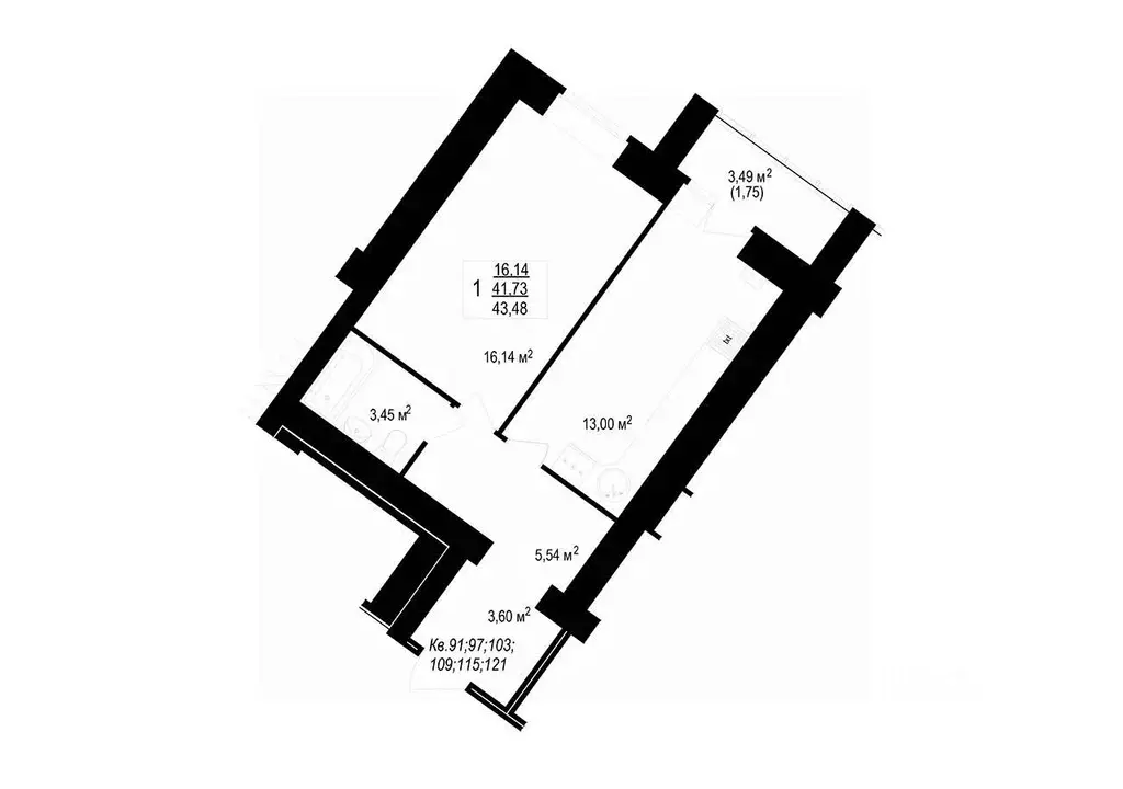 1-к кв. Костромская область, Кострома Профсоюзная ул., 19А (43.48 м) - Фото 0