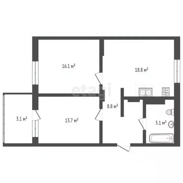 2-к кв. Калининградская область, Светлогорск Дачная ул., 6к1 (65.6 м) - Фото 1