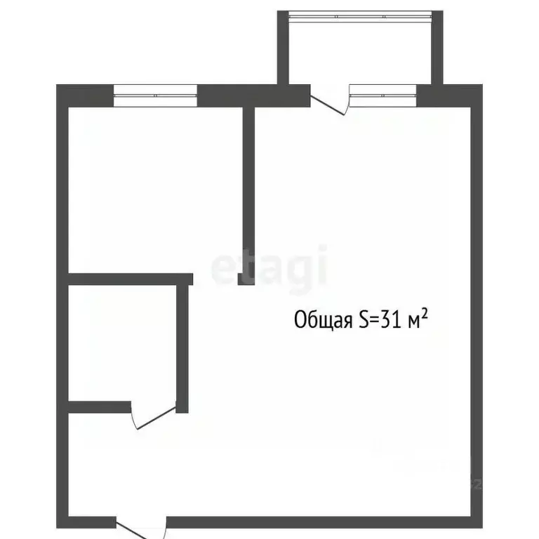 1-к кв. Кемеровская область, Междуреченск ул. Лазо, 40 (31.0 м) - Фото 2