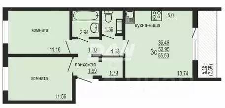 2-к кв. Челябинская область, Челябинский городской округ, пос. ... - Фото 2