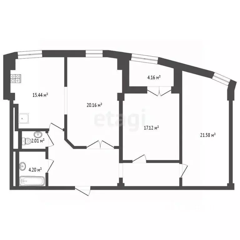 3-к кв. Тюменская область, Тюмень Профсоюзная ул., 56 (102.7 м) - Фото 0