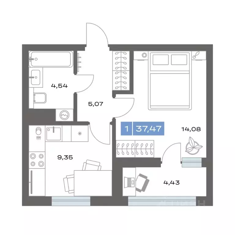 1-к кв. Тюменская область, Тобольск пер. Радищева, 17 (37.47 м) - Фото 1