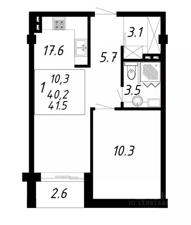 1-к кв. Ставропольский край, Ессентуки Озеро жилой комплекс (41.5 м) - Фото 1