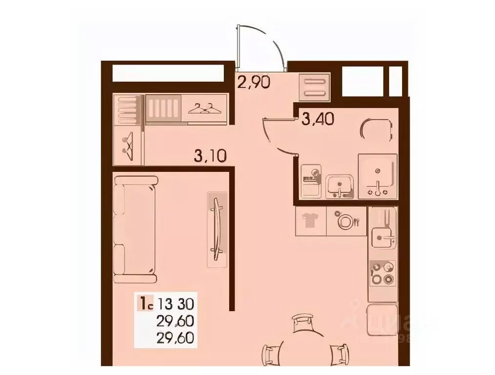 1-к кв. Сахалинская область, Южно-Сахалинск  (29.6 м) - Фото 1