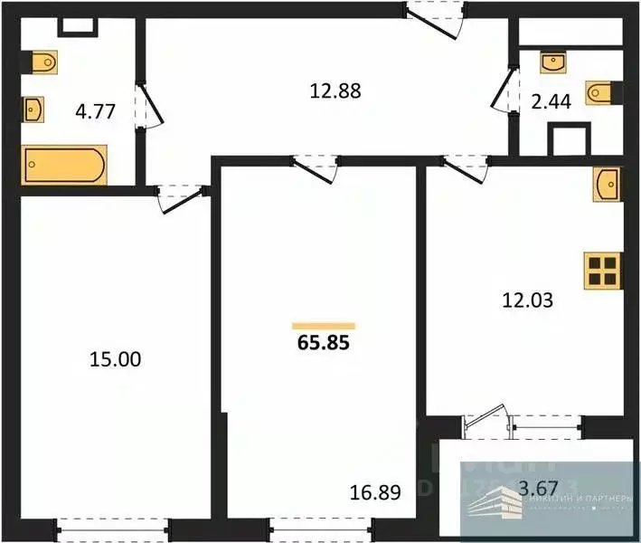 2-к кв. Воронежская область, Воронеж ул. Ломоносова, 116/2 (65.8 м) - Фото 0