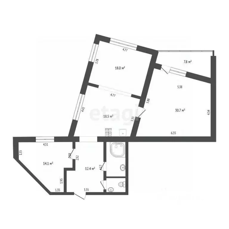 3-к кв. Тюменская область, Тюмень ул. Станислава Карнацевича, 12 (99.8 ... - Фото 1