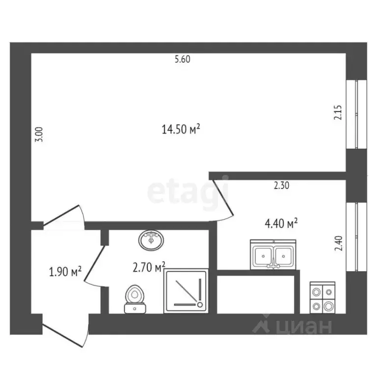 1-к кв. Севастополь ул. Луначарского, 23 (23.5 м) - Фото 1