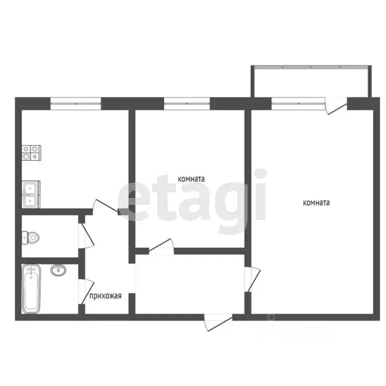 2-к кв. Алтайский край, Бийск Социалистическая ул., 60 (53.4 м) - Фото 1
