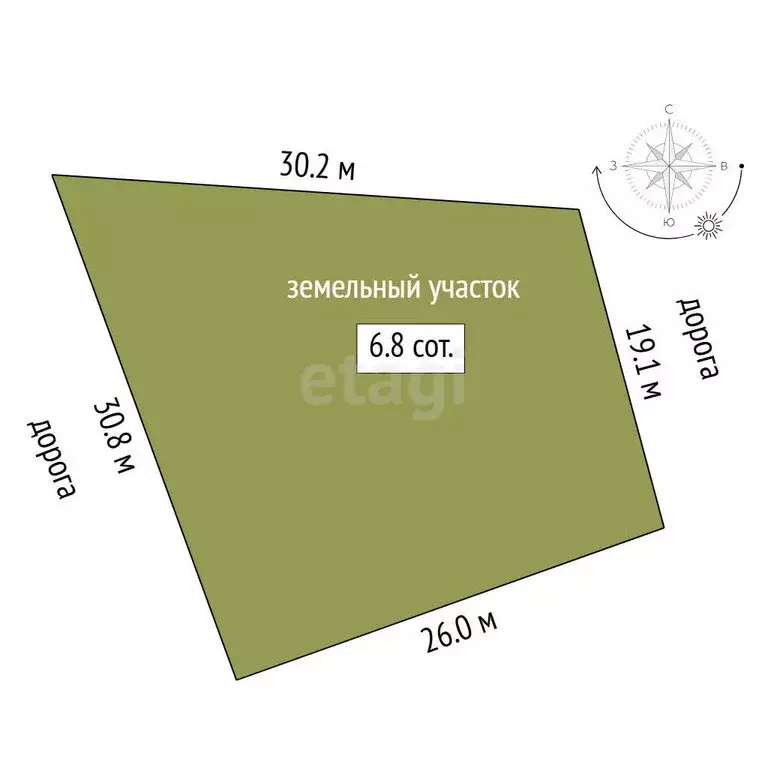 Участок в село Мальково, Восточная улица (6.77 м) - Фото 1
