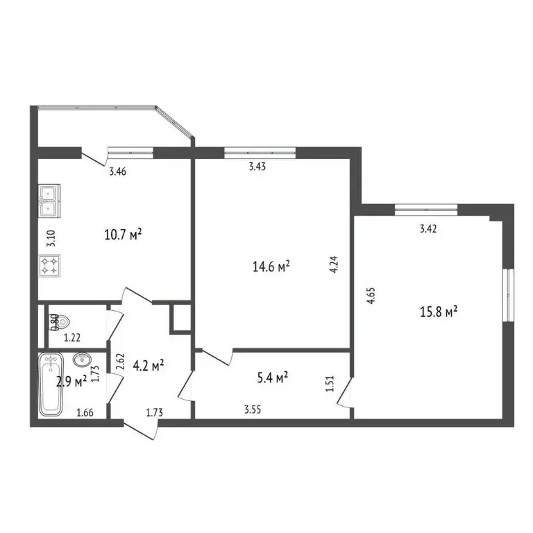 2-к кв. Ленинградская область, Кудрово г. Всеволожский район, ... - Фото 2