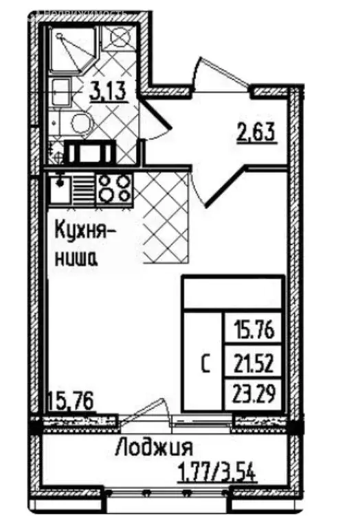 Квартира-студия: Санкт-Петербург, Полюстровский проспект, 75 (23.29 м) - Фото 0