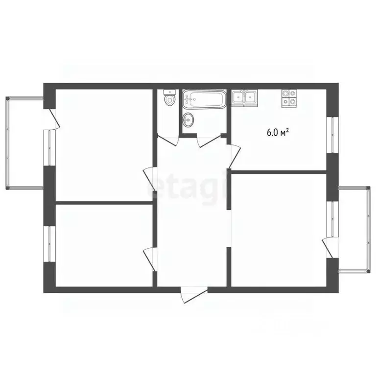 3-к кв. Вологодская область, Вологда Старое ш., 8 (60.0 м) - Фото 1