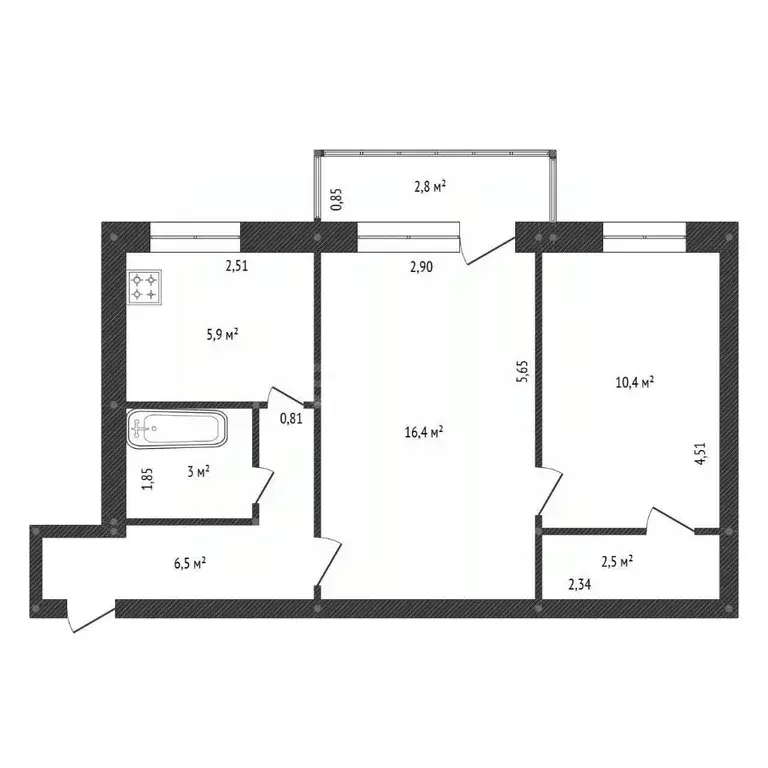 2-к кв. Башкортостан, Уфа Коммунистическая ул., 84 (45.0 м) - Фото 2