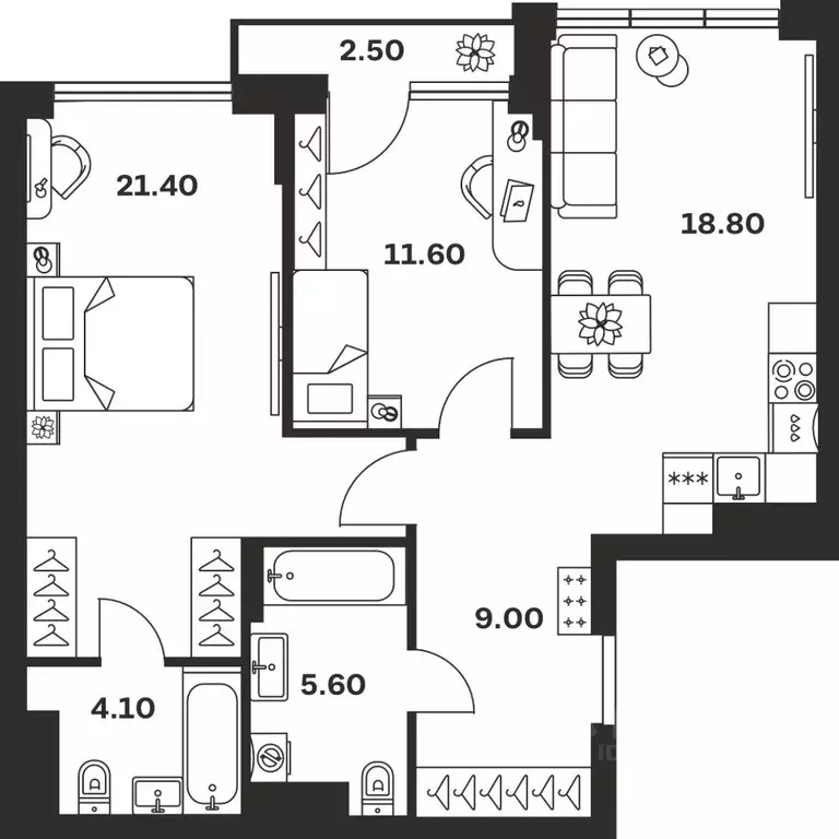 2-к кв. Тульская область, Тула ул. Фридриха Энгельса, 62 (73.0 м) - Фото 1