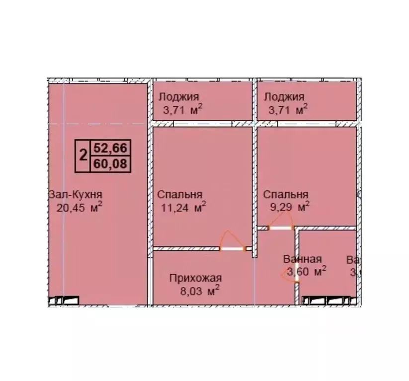 2-к кв. Чеченская республика, Грозный пос. Строителей,  (60.08 м) - Фото 1