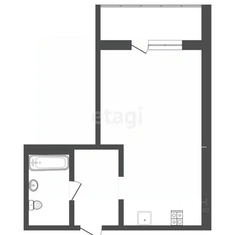 Студия Тюменская область, Тюмень ул. Василия Малкова, 12 (21.4 м) - Фото 2