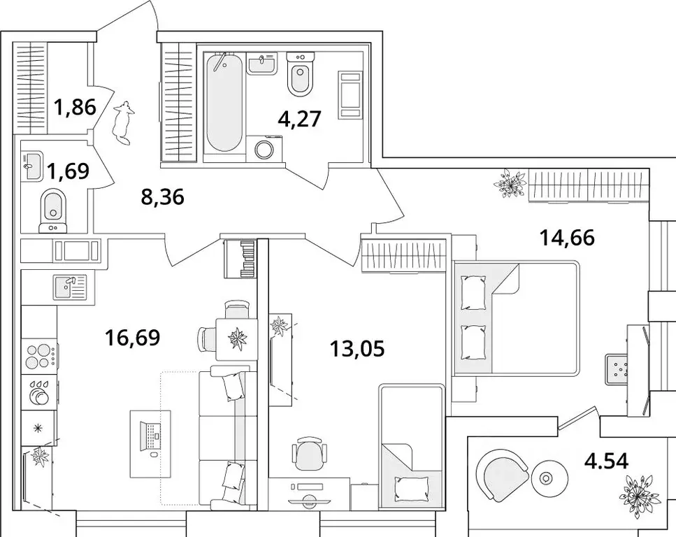 2-к кв. Санкт-Петербург Кубинская ул., 82к3с1 (63.1 м) - Фото 0