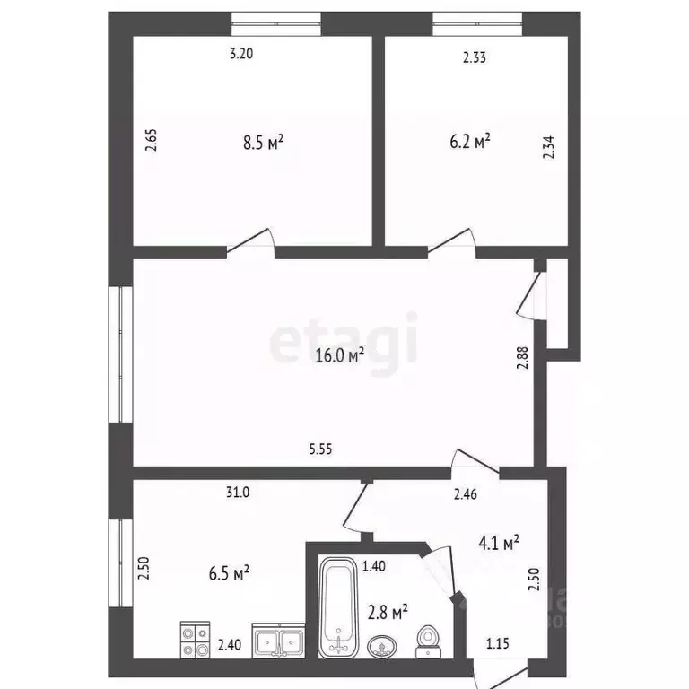 3-к кв. Ростовская область, Батайск ул. Панфилова, 24 (44.5 м) - Фото 2