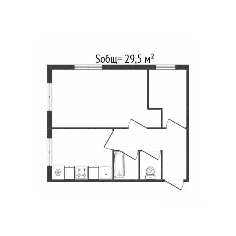 2-к кв. Брянская область, Брянск просп. Ленина, 6Б (29.5 м) - Фото 1
