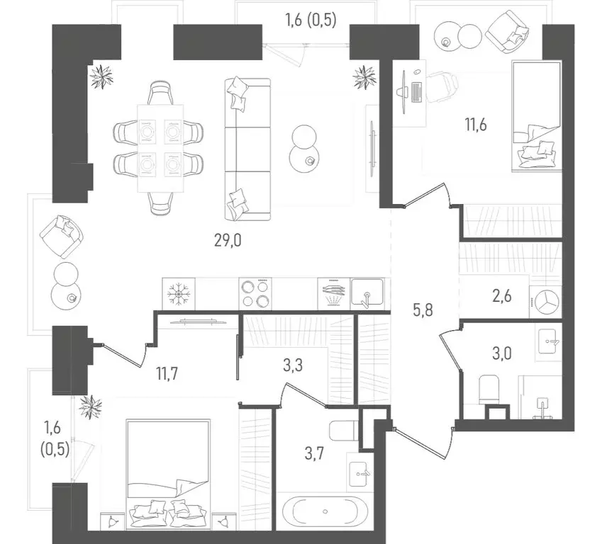1-комнатная квартира: Москва, ЖК Татум (71.7 м) - Фото 2