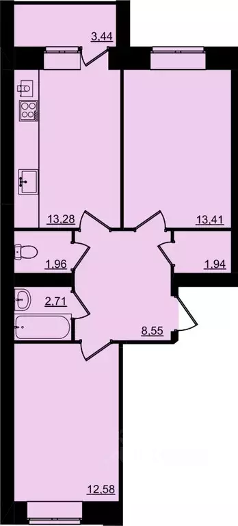 2-к кв. Костромская область, Кострома Московская ул. (56.15 м) - Фото 0