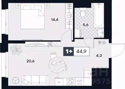1-к кв. Москва Лодочная ул., 27К2 (44.9 м) - Фото 0