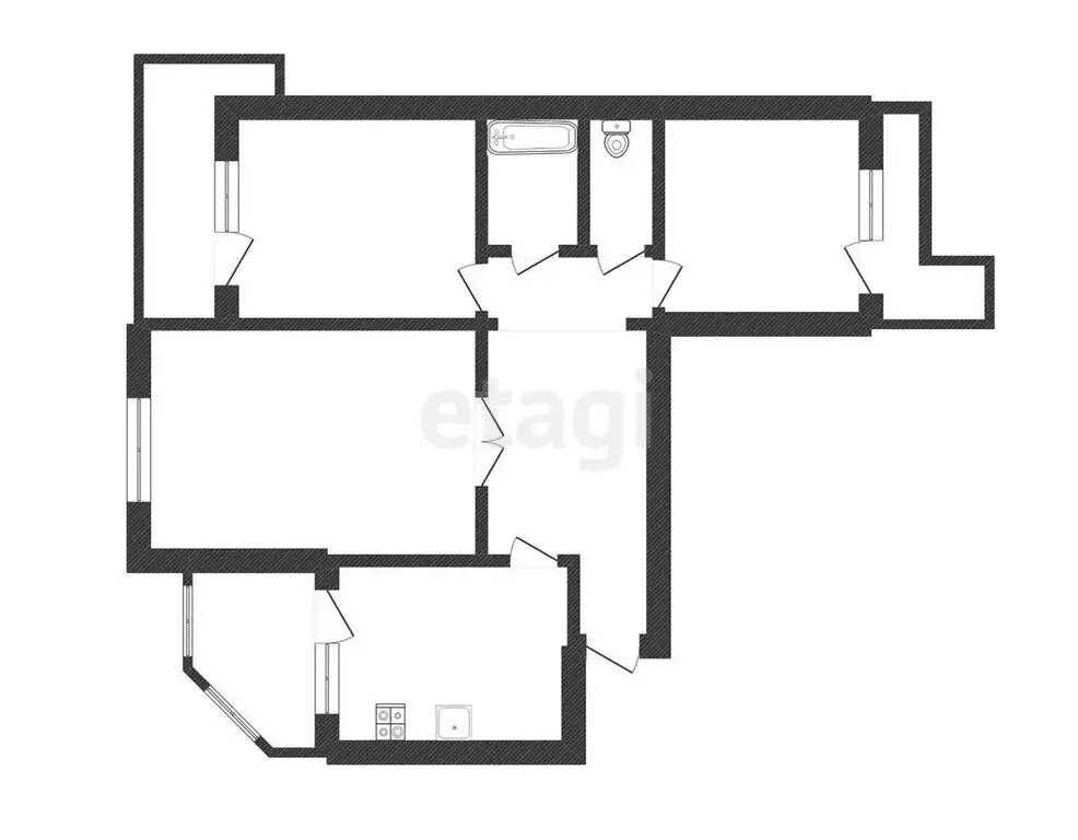 3-комнатная квартира: Тырныауз, улица Мусукаева, 6А (72 м) - Фото 1