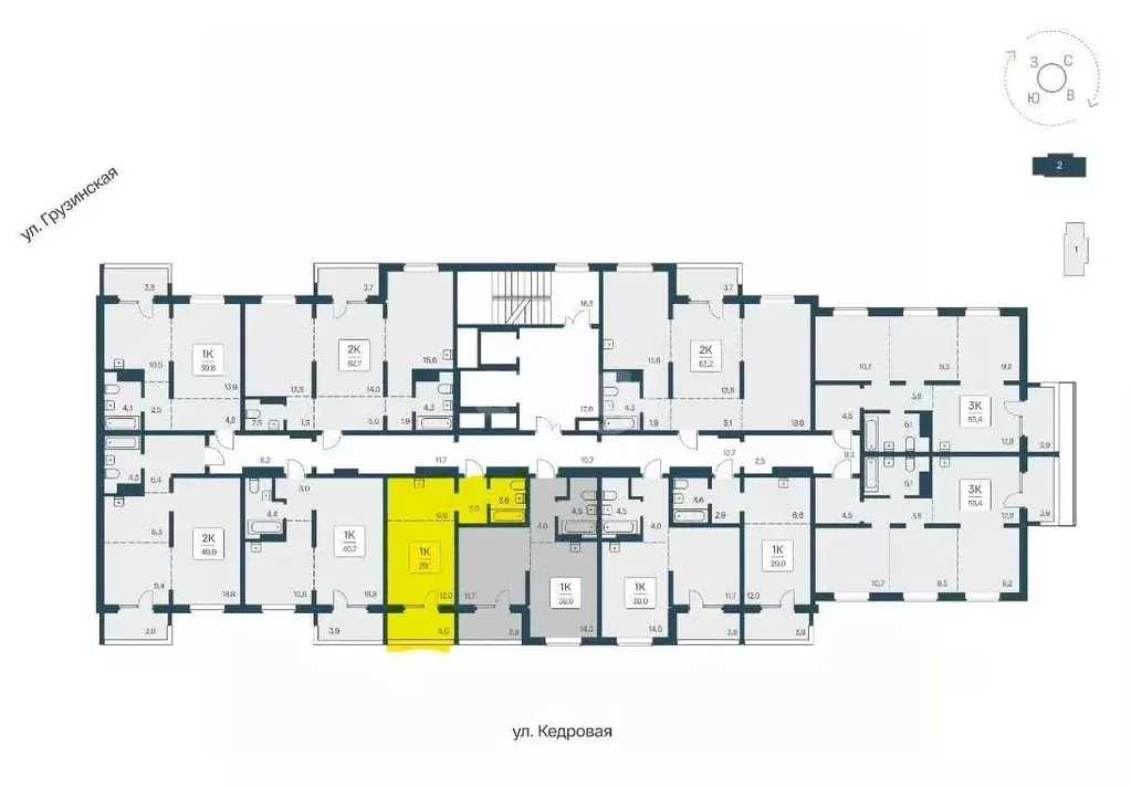 Студия Новосибирская область, Новосибирск Кедровая ул., 80/1 (29.1 м) - Фото 1