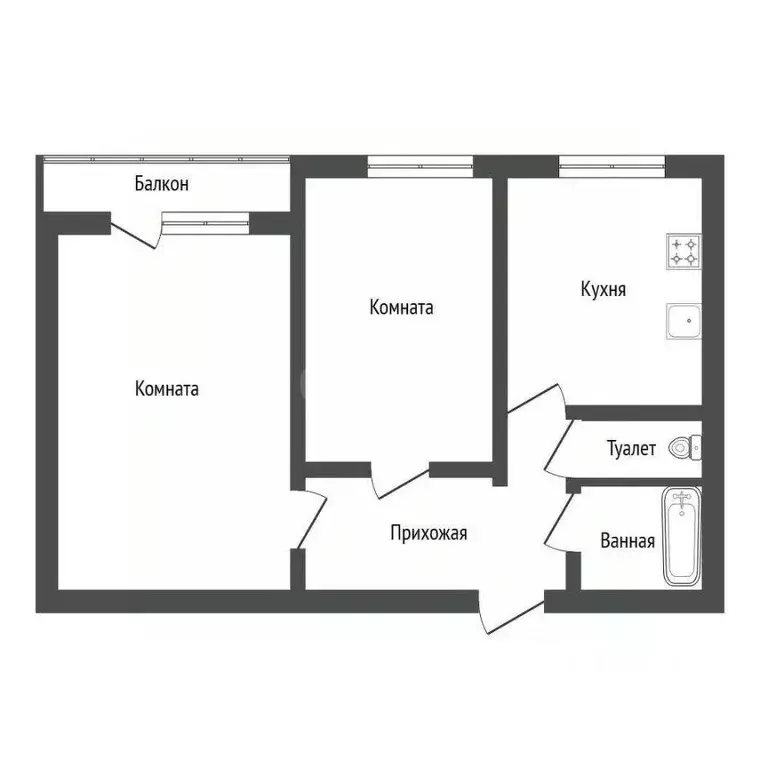 2-к кв. Башкортостан, Уфа бул. Тюлькина, 7/1 (43.0 м) - Фото 2