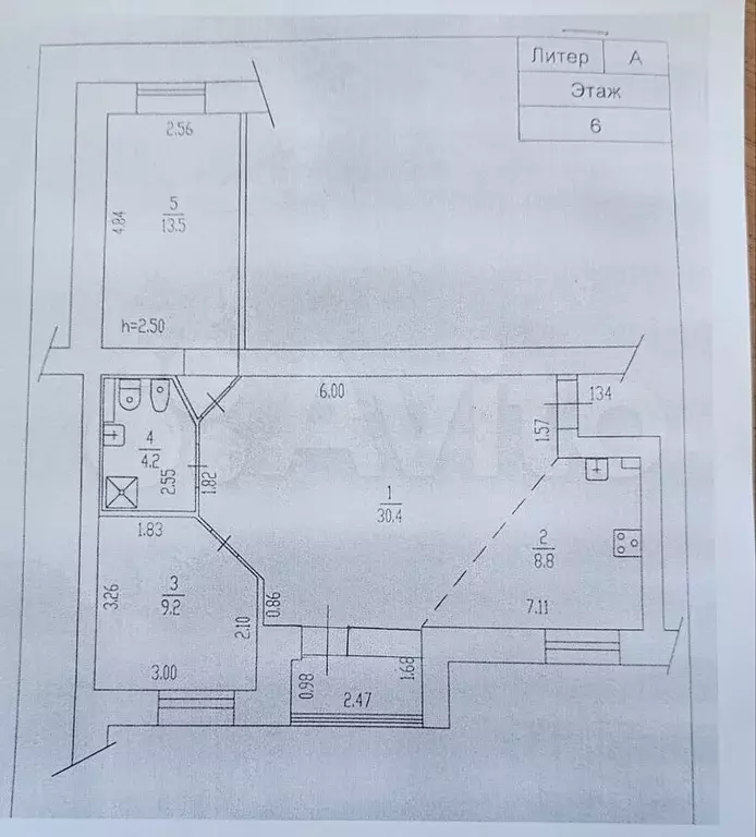 3-к. квартира, 66 м, 6/9 эт. - Фото 0