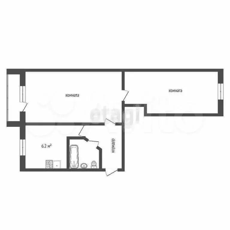 2-к. квартира, 38,3 м, 3/5 эт. - Фото 0