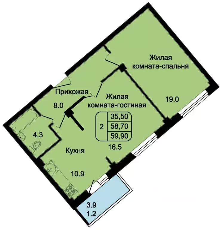 2-к кв. Псковская область, Псковский район, Писковичская волость, д. ... - Фото 1