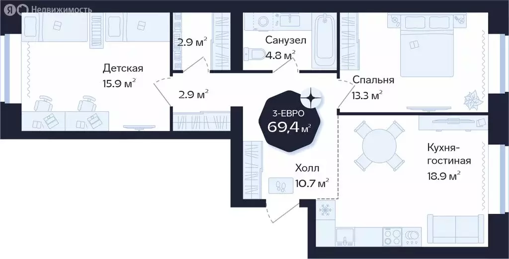 2-комнатная квартира: Тюмень, Новгородская улица, 22 (69.4 м) - Фото 0
